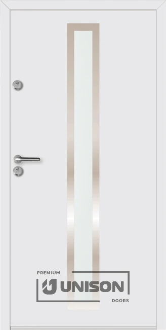 Входна врата Унисон Термо+, модел Стило, Бял мат
